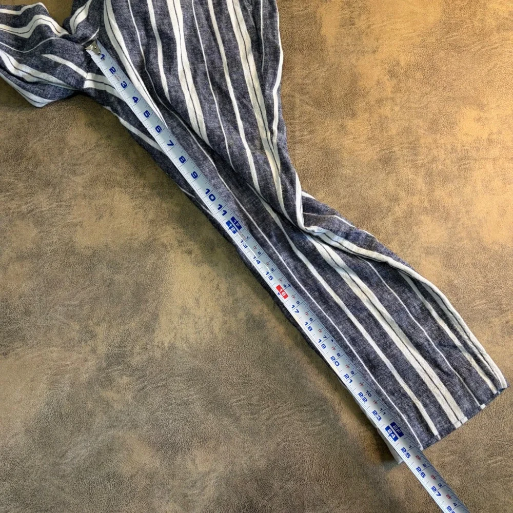 Banana Republic Avery Pants Womens‎ 4 Blue White Striped Linen Blend 459709-00